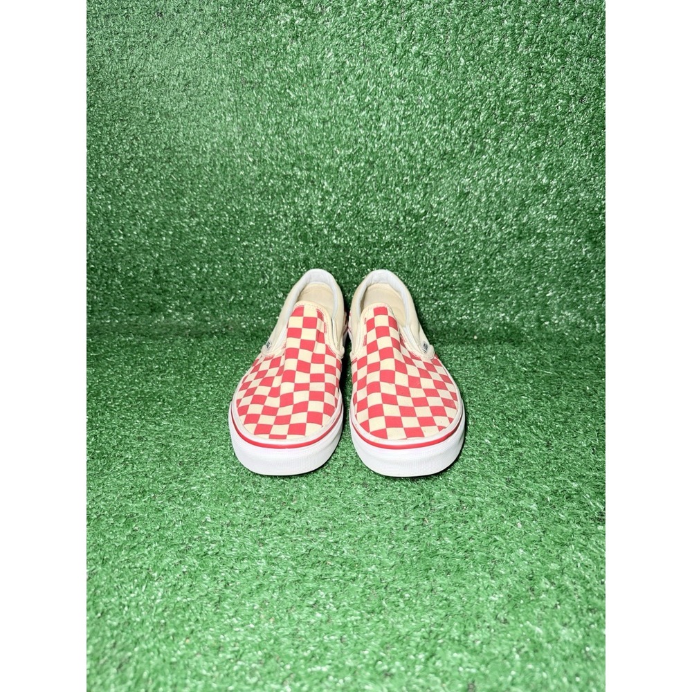 VANS Classic Slip-On Women Size 7 Red White Checkerboard Sneakers Skate Shoe - Picture 5 of 9
